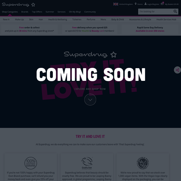 Project: Superdrug Own Brand Landing Page. Category: Web design. Year: 2019.
