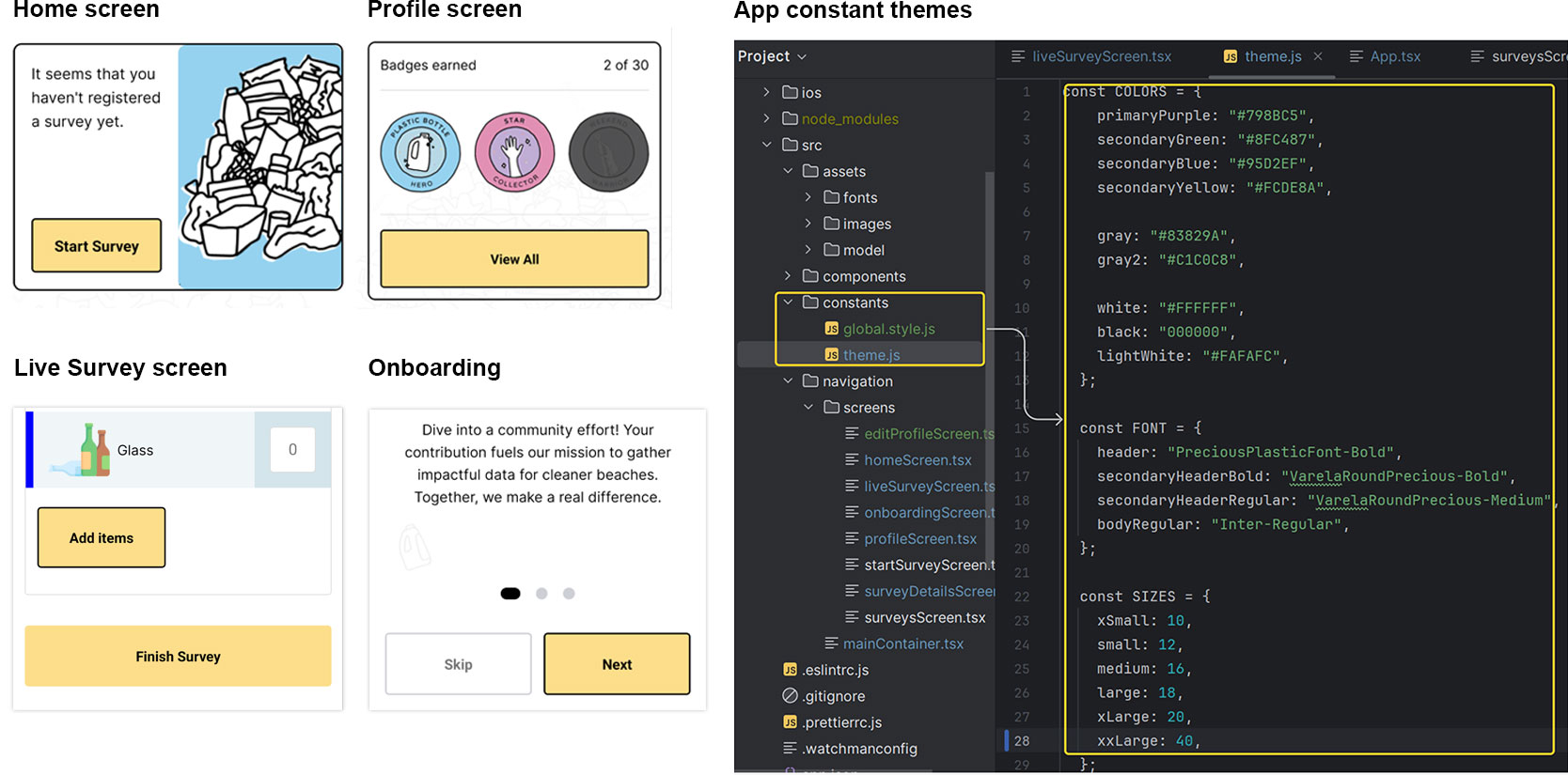 Debris Lore user interface elements demonstrating uniformity across buttons, text, and colours.